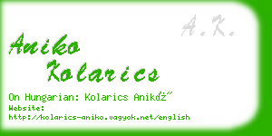 aniko kolarics business card